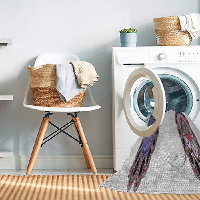 Machine Washable Transitional Platinum Gray Rug in a Washing Machine, wshpat1975