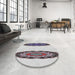 Round Patterned Platinum Gray Novelty Rug in a Office, pat1975