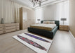 Machine Washable Transitional Platinum Gray Rug in a Bedroom, wshpat1975