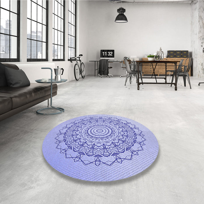 Round Patterned Light Slate Blue Rug in a Office, pat1976blu