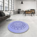 Round Patterned Light Slate Blue Rug in a Office, pat1976blu