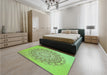 Patterned Green Rug in a Bedroom, pat1976grn