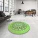 Round Patterned Green Rug in a Office, pat1976grn