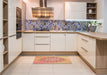 Patterned Bright Orange Rug in a Kitchen, pat1976org