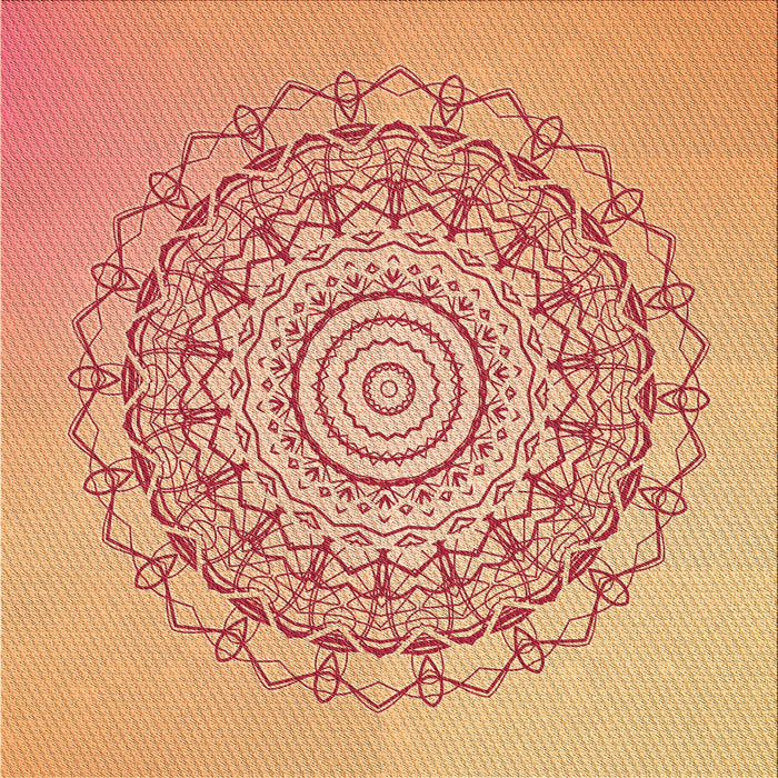 Round Patterned Bright Orange Rug, pat1976org