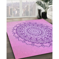 Patterned Pastel Purple Pink Rug, pat1976pur