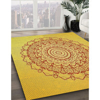 Patterned Neon Orange Rug, pat1976yw