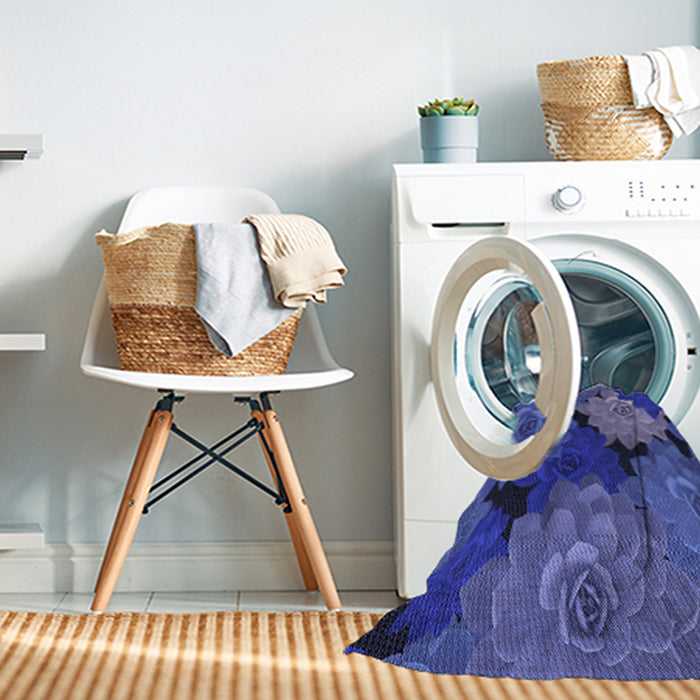 Machine Washable Transitional Sapphire Blue Rug in a Washing Machine, wshpat1977blu