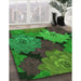 Machine Washable Transitional Dark Forest Green Rug in a Family Room, wshpat1977grn