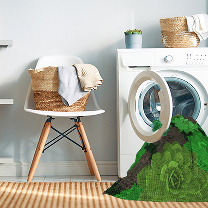 Machine Washable Transitional Dark Forest Green Rug in a Washing Machine, wshpat1977grn