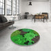 Round Patterned Dark Forest Green Rug in a Office, pat1977grn