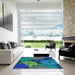 Square Patterned Blue Rug in a Living Room, pat1977lblu