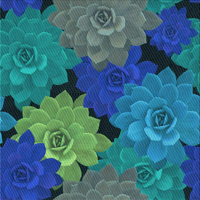 Round Patterned Blue Rug, pat1977lblu