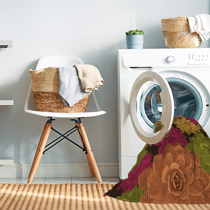 Machine Washable Transitional Dark Bisque Brown Rug in a Washing Machine, wshpat1977org