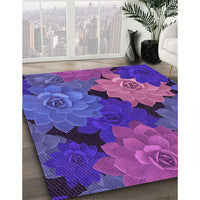 Patterned Medium Slate Blue Rug, pat1977pur