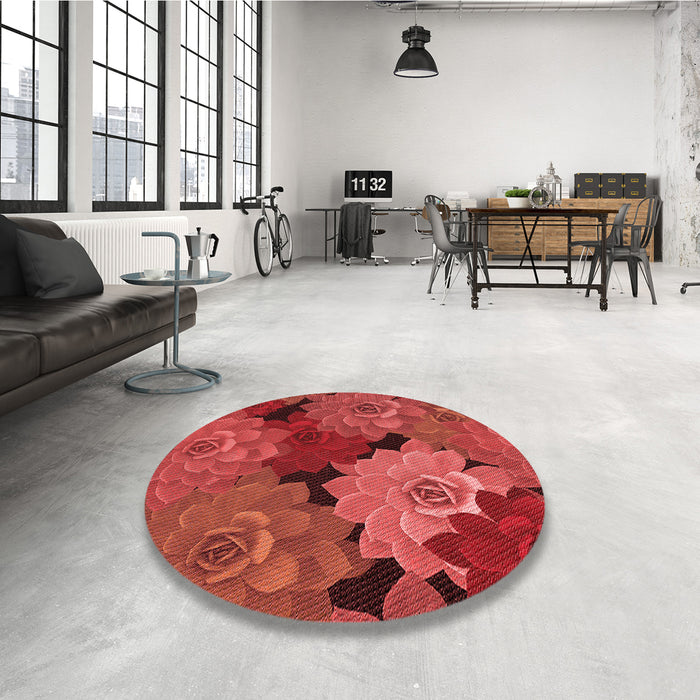 Round Patterned Red Rug in a Office, pat1977rd