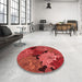 Round Patterned Red Rug in a Office, pat1977rd