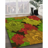 Patterned Tomato Red Rug, pat1977yw