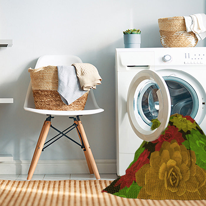 Machine Washable Transitional Tomato Red Rug in a Washing Machine, wshpat1977yw