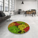 Round Patterned Tomato Red Rug in a Office, pat1977yw