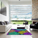 Square Machine Washable Transitional Purple Rug in a Living Room, wshpat1977