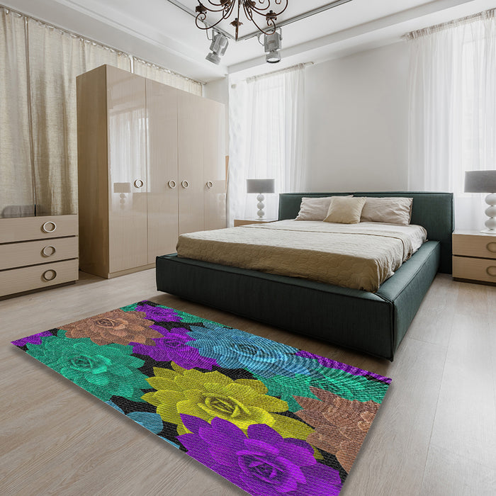 Patterned Purple Modern Rug in a Bedroom, pat1977