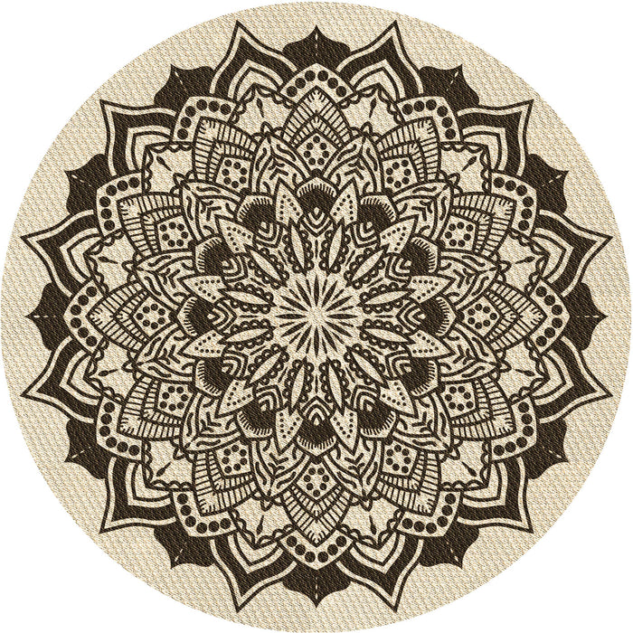 Square Patterned Vanilla Gold Rug, pat1978brn