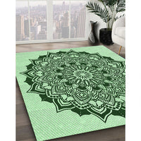 Patterned Pale Green Rug, pat1978grn