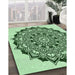 Machine Washable Transitional Pale Green Rug in a Family Room, wshpat1978grn