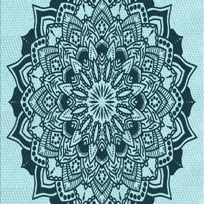 Machine Washable Transitional Electric Blue Rug, wshpat1978lblu