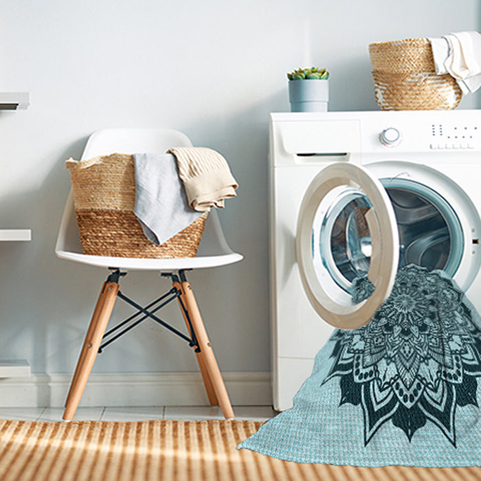 Machine Washable Transitional Electric Blue Rug in a Washing Machine, wshpat1978lblu