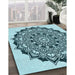 Machine Washable Transitional Electric Blue Rug in a Family Room, wshpat1978lblu