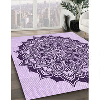 Patterned Bright Grape Purple Rug, pat1978pur