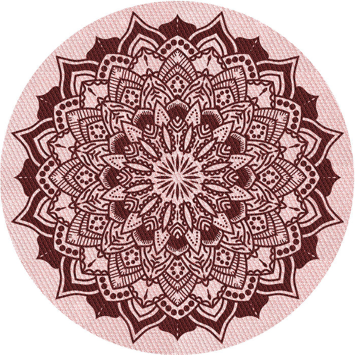 Square Patterned Brown Red Rug, pat1978rd