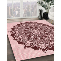 Patterned Brown Red Rug, pat1978rd