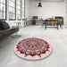 Round Patterned Brown Red Rug in a Office, pat1978rd