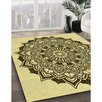 Patterned Dark Bronze Brown Rug, pat1978yw