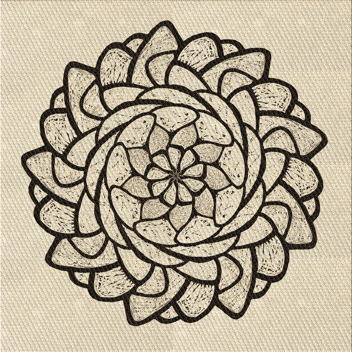 Round Patterned Wheat Beige Rug, pat1979brn