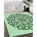 Machine Washable Transitional Mint Green Rug in a Family Room, wshpat1979grn