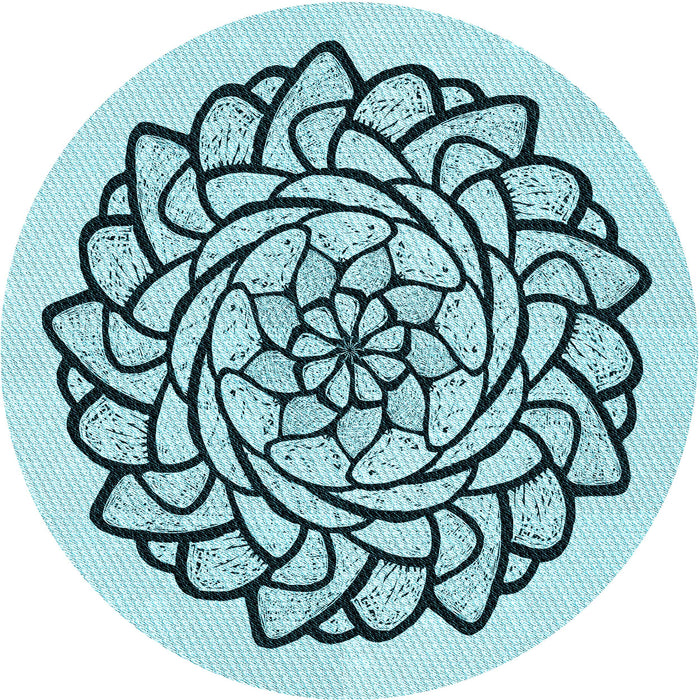 Square Patterned Deep-Sea Green Rug, pat1979lblu