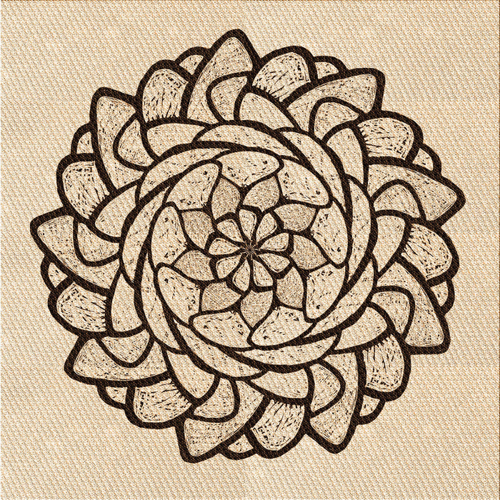 Round Patterned Light Brown Rug, pat1979org