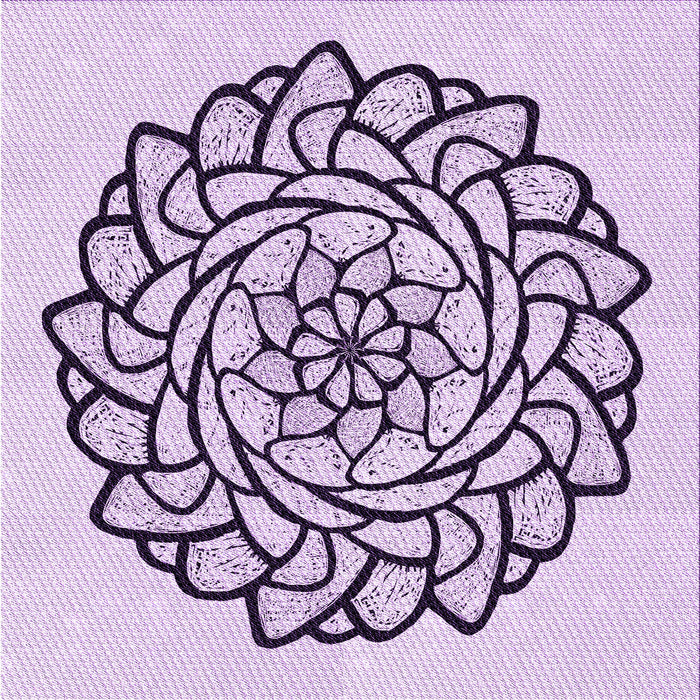 Round Patterned Purple Flower Purple Rug, pat1979pur