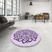 Round Patterned Purple Flower Purple Rug in a Office, pat1979pur