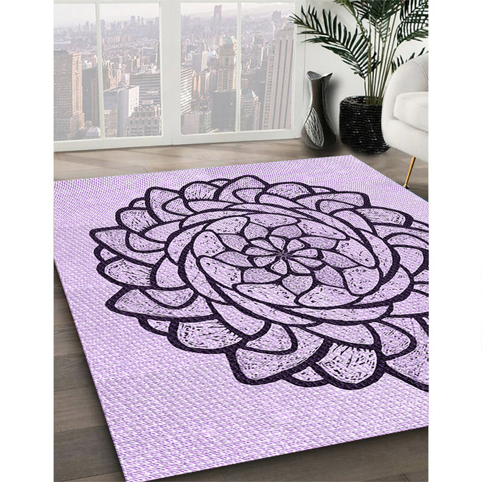 Machine Washable Transitional Purple Flower Purple Rug in a Family Room, wshpat1979pur