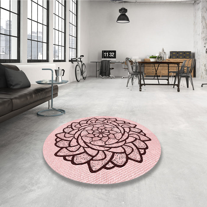 Round Patterned Light Rose Pink Rug in a Office, pat1979rd