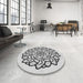 Round Machine Washable Transitional White Smoke Rug in a Office, wshpat1979