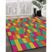 Machine Washable Transitional Fuchsia Magenta Green Rug in a Family Room, wshpat197