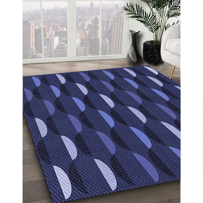 Patterned Night Blue Rug in Family Room, pat198blu