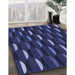 Patterned Night Blue Rug in Family Room, pat198blu