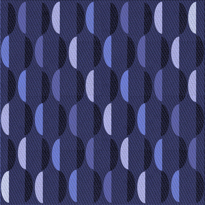 Round Patterned Night Blue Rug, pat198blu